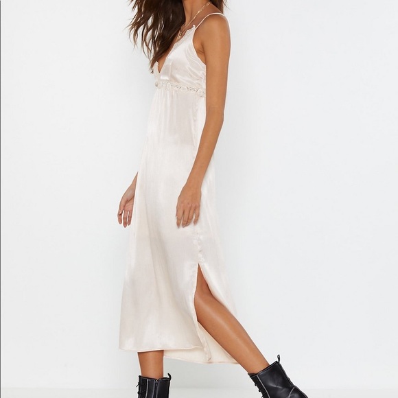 NWT Nasty Gal Slip Dress / Powder Pink M - Picture 2 of 4